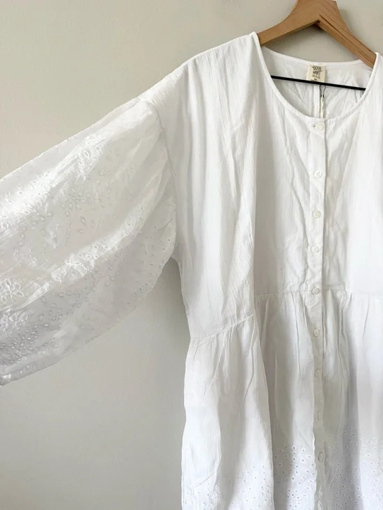 NWT Good Hart White Eyelet Montrose Mini Dress XXL Scalloped Hem Cotton Bridal - Picture 4 of 8